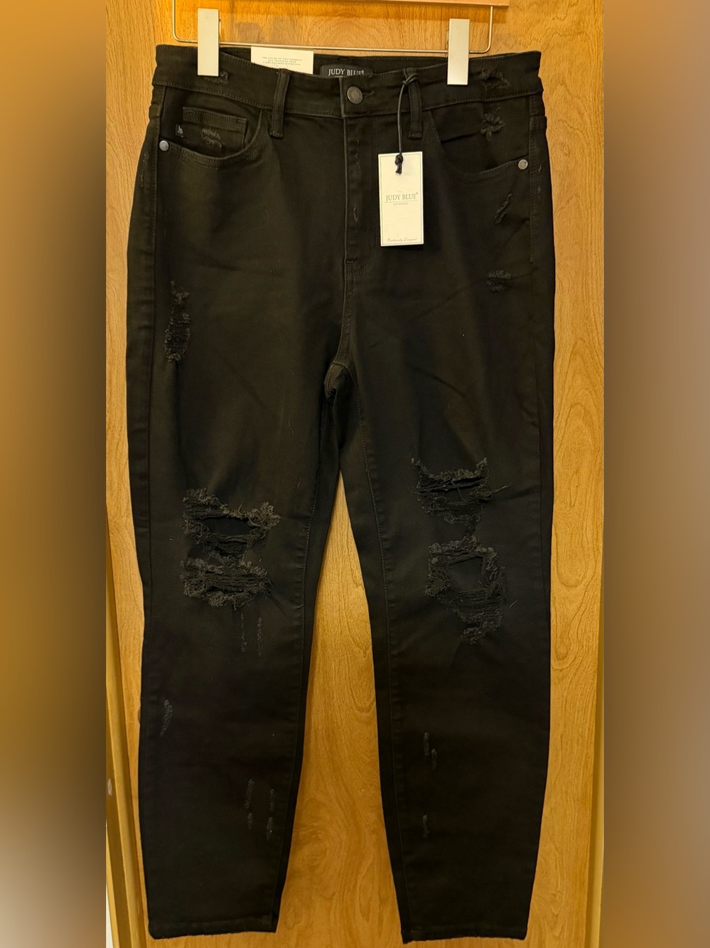 NWT Judy Blue Black Distressed Boyfriend Jeans Size 11